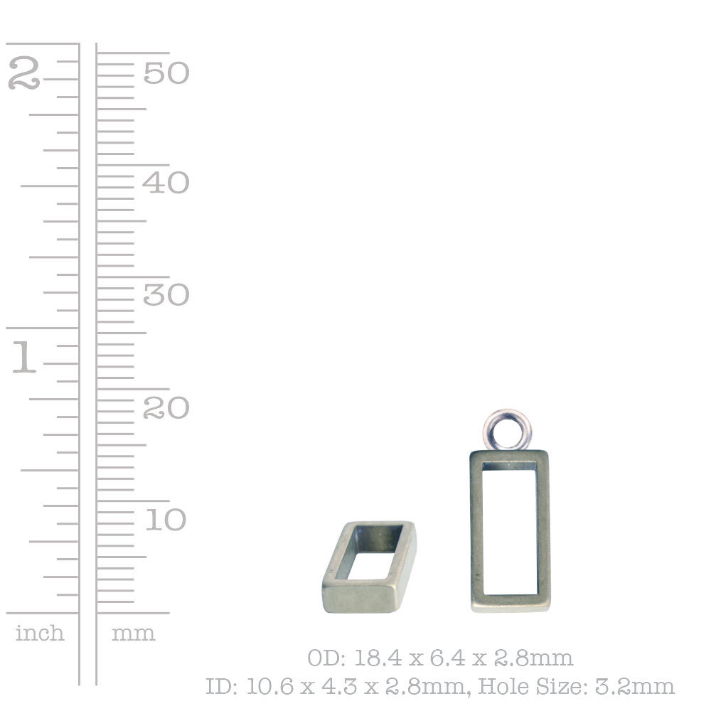 Charms & Solderable Accents Open Frame Tiny Rectangle - Silver Plated over Brass